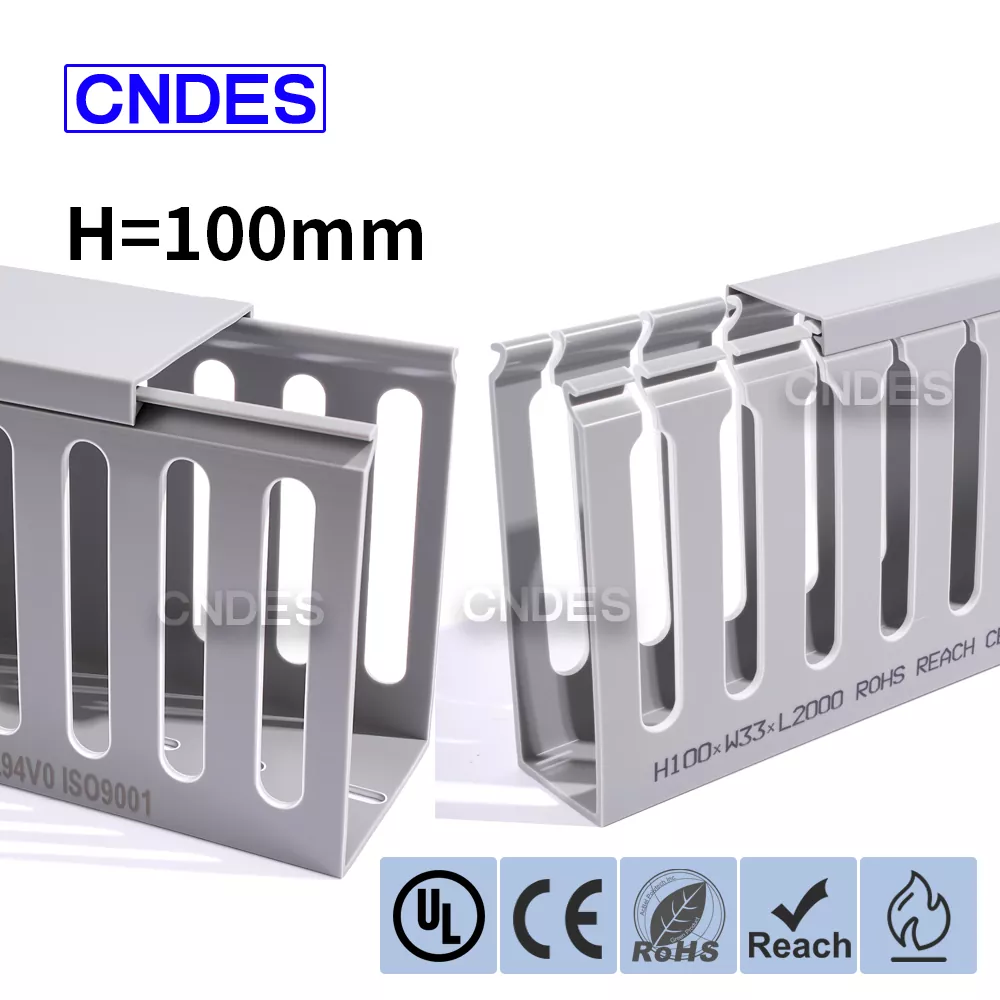 Канал за окабеляване на PVC корпус с отворен слот с височина 100 mm