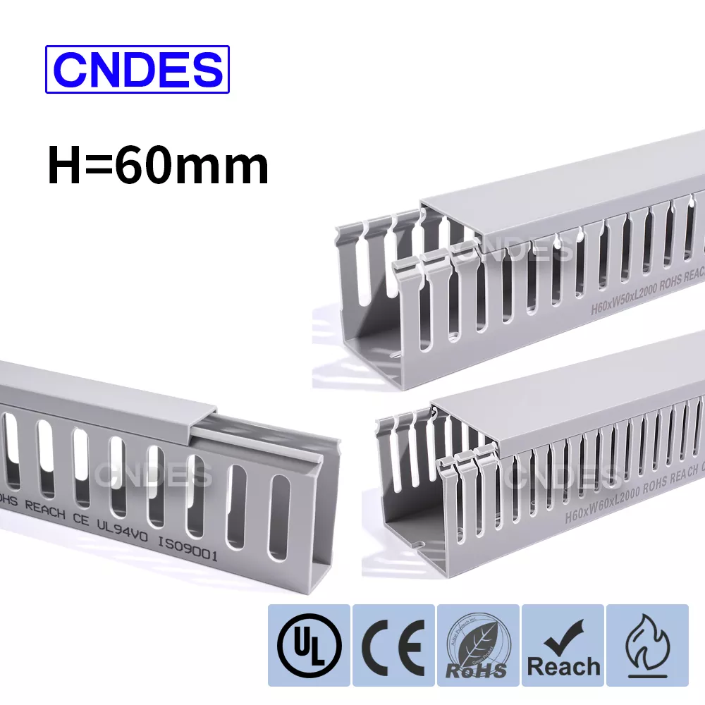 Височина 60 mm Сив PVC канал за окабеляване